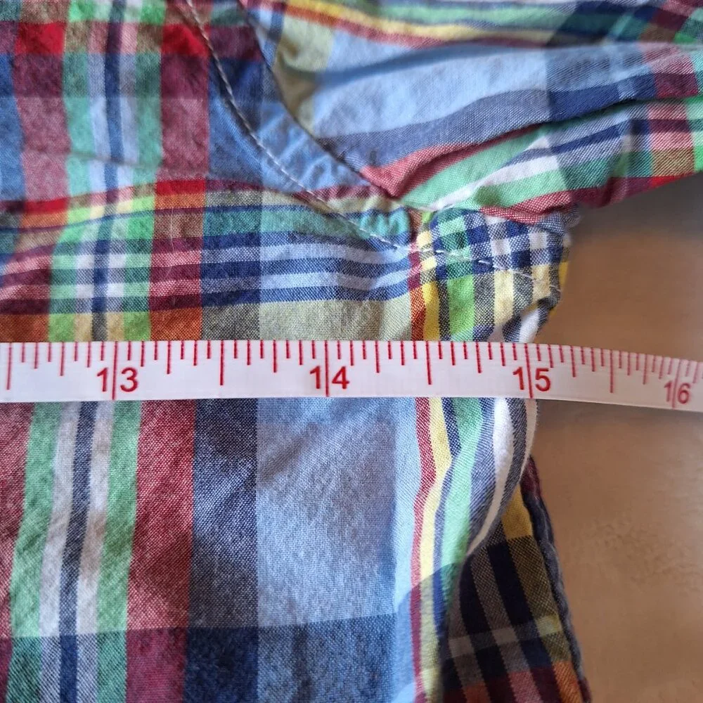 Ralph Lauren Shirt Easter‎ Youth Boys 7 Blue Yellow Red Plaid Button Down
